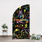 Aperturee Aperturee Feliz Cumplea?os Half Moon Arch Backdrop Banner Colorful Paint Splatter Party Decor Spanish Happy Birthday Photo Prop